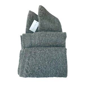 NWT C.C Mia & Tess Light Gray Boucle Blanket Stitch Scarf Oversized Wraparound